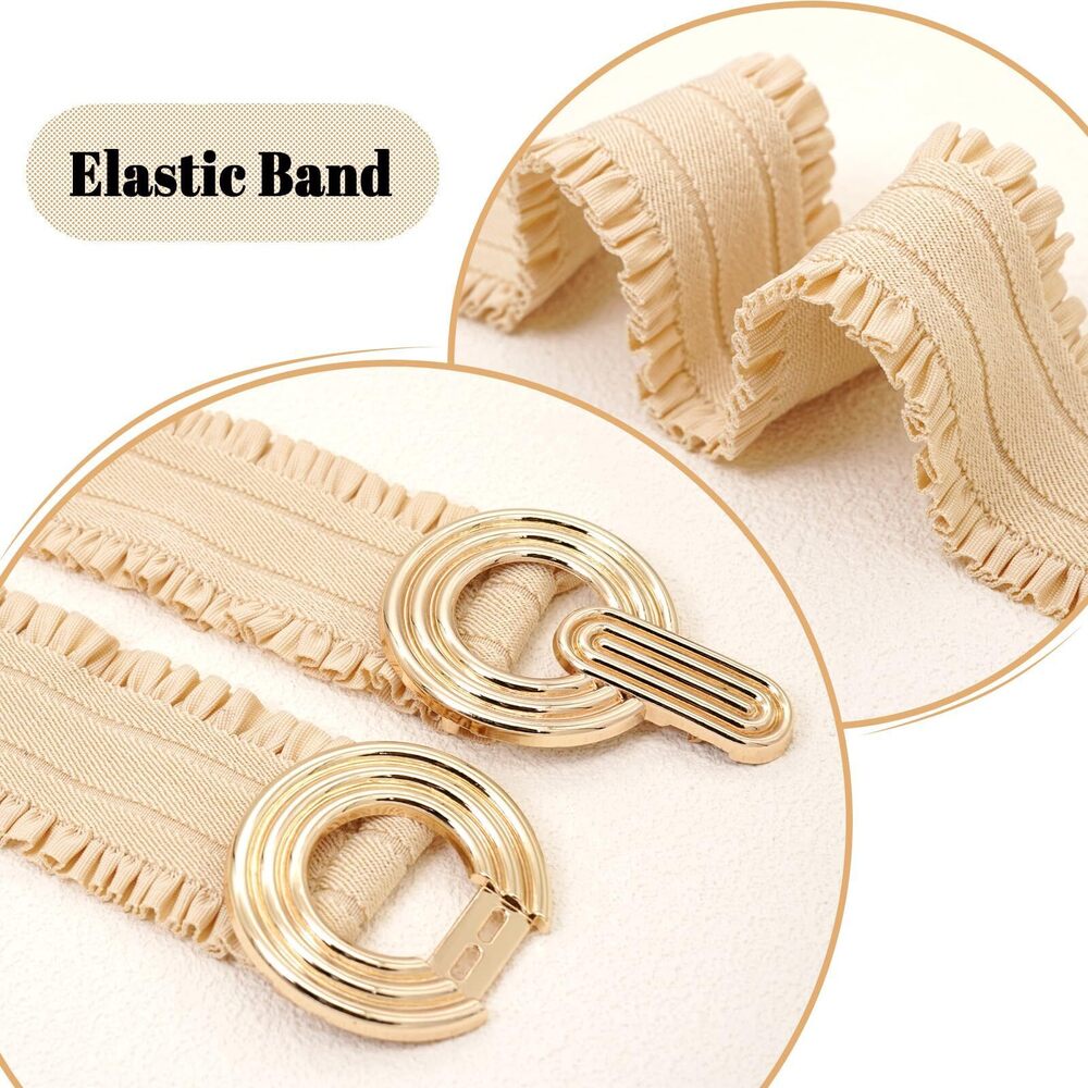 4428 Women Wide Elastic Belts Stretchy Hollow Out Round Waist Belt - Picture 5 of 5